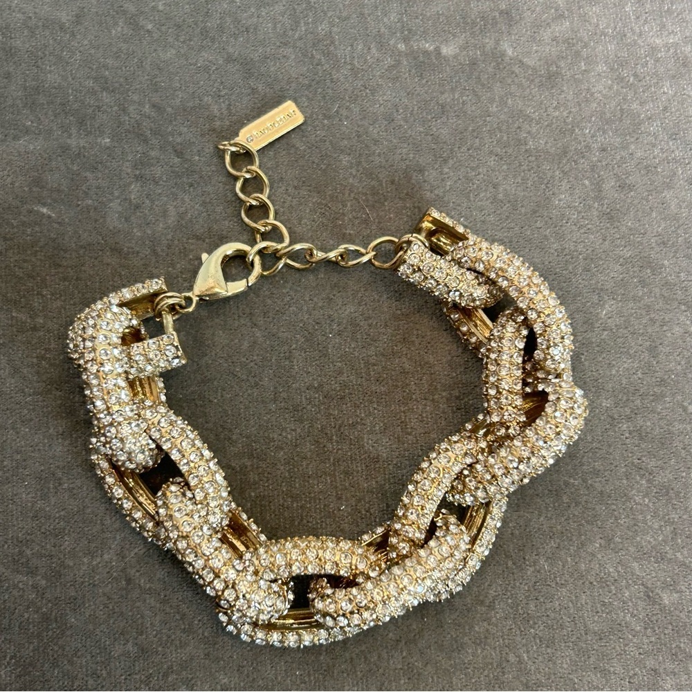 BaubleBar Pave Rhinestone Oval Chain Links Chunky Bracelet